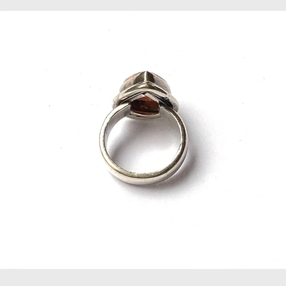 Vintage Sterling Silver Pink Rhodochrosite Ring Size 6